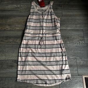 NWT The North Face Striped Pink Gray Sleeveless Cotton Dress Pockets Knit Sz XL